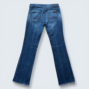 7 For All Mankind Y2K Low Rise Bootcut Jeans Pink Squiggle Pocket Sz 26 USA Made